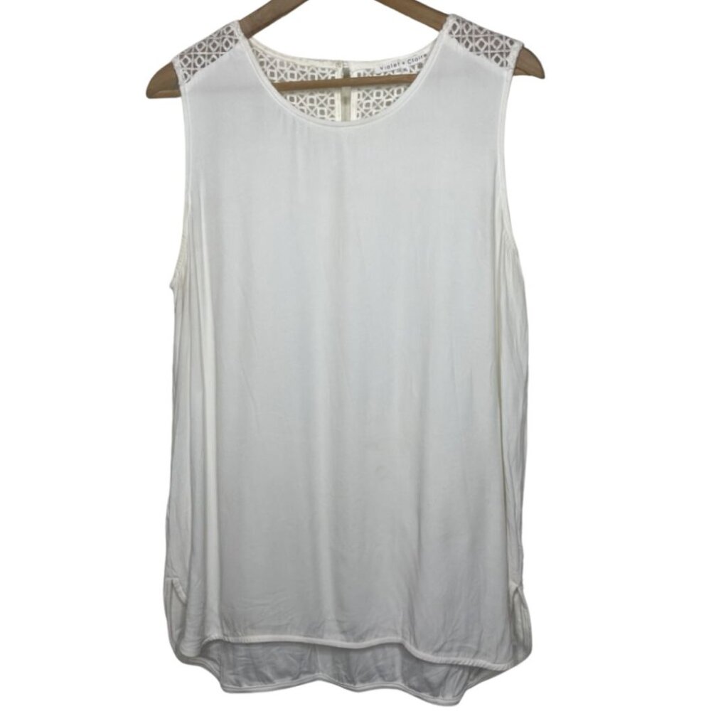 VIOLET + CLAIRE | Women's White Lightweight Print Back Blouse | Size XL